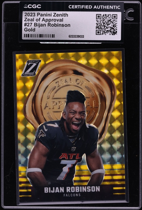 2023 Panini Zenith Zeal Of Approval Gold Bijan Robinson ROOKIE /10 #27 CGC AUTH