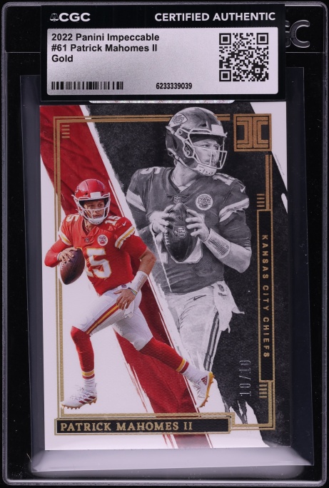 2022 Panini Impeccable Gold Patrick Mahomes II 10/10 #61 CGC AUTH