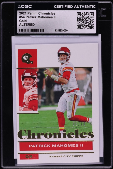 2021 Panini Chronicles Gold Patrick Mahomes II /10 #54 CGC ALTERED AUTH
