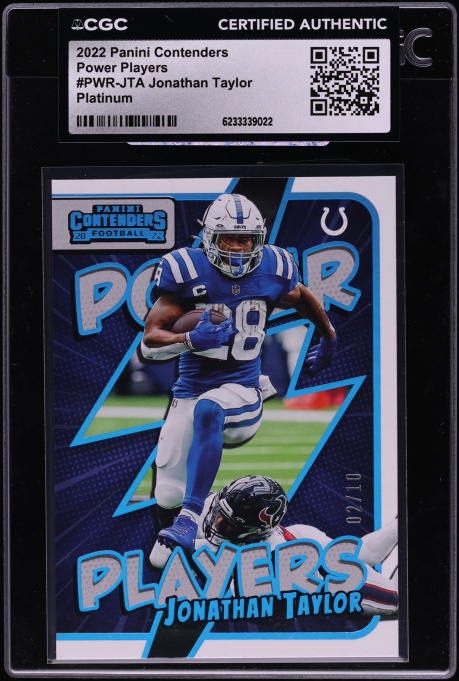2022 Panini Contenders Power Players Platinum Jonathan Taylor /10 #PWR-JTA CGC AUTH