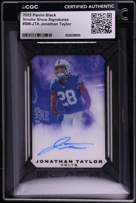 2022 Panini Black Smoke Show Jonathan Taylor AUTO /25 #SM-JTA CGC AUTH