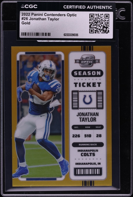 2022 Panini Contenders Optic Gold Jonathan Taylor /10 #26 CGC AUTH