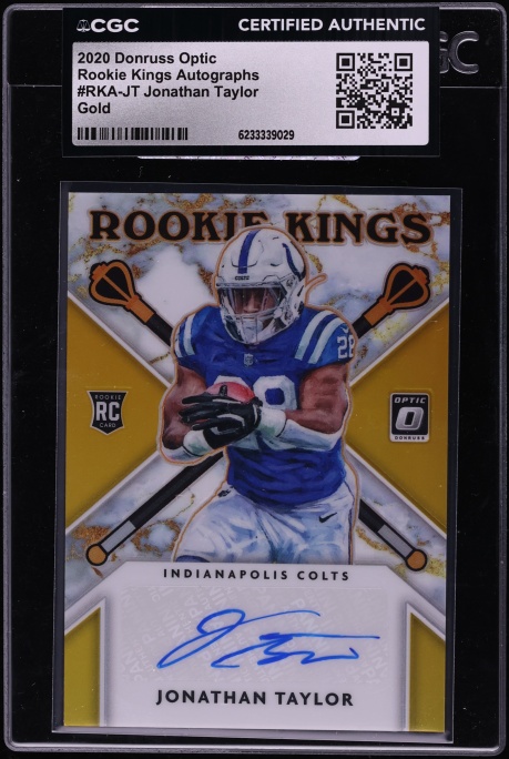 2020 Donruss Optic Kings Gold Jonathan Taylor ROOKIE AUTO /10 #RKA-JT CGC AUTH