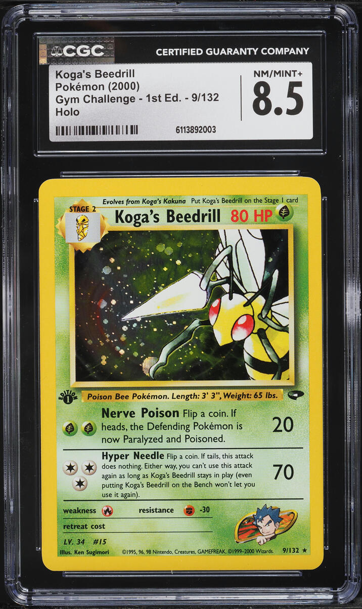 2000 Pokemon Gym Challenge 1st Edition Holo Koga's Beedrill #9 CGC 8.5 NM-MT+