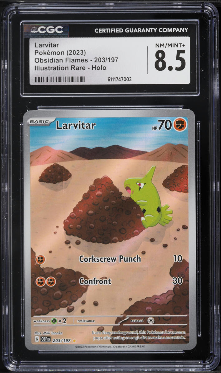 2023 Pokemon Scarlet & Violet Obsidian Flames IR Larvitar #203 CGC 8.5 NM-MT+