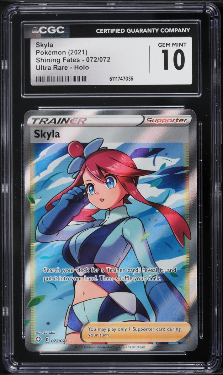 2021 Pokemon Sword & Shield Shining Fates Full Art Skyla #72 CGC 10 GEM MINT