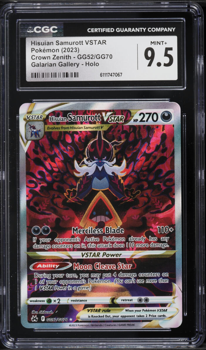 2023 Pokemon Sword & Shield Crown Zenith Alt Art Hisuian Samurott VSTAR #GG52 CGC 9.5 MINT+