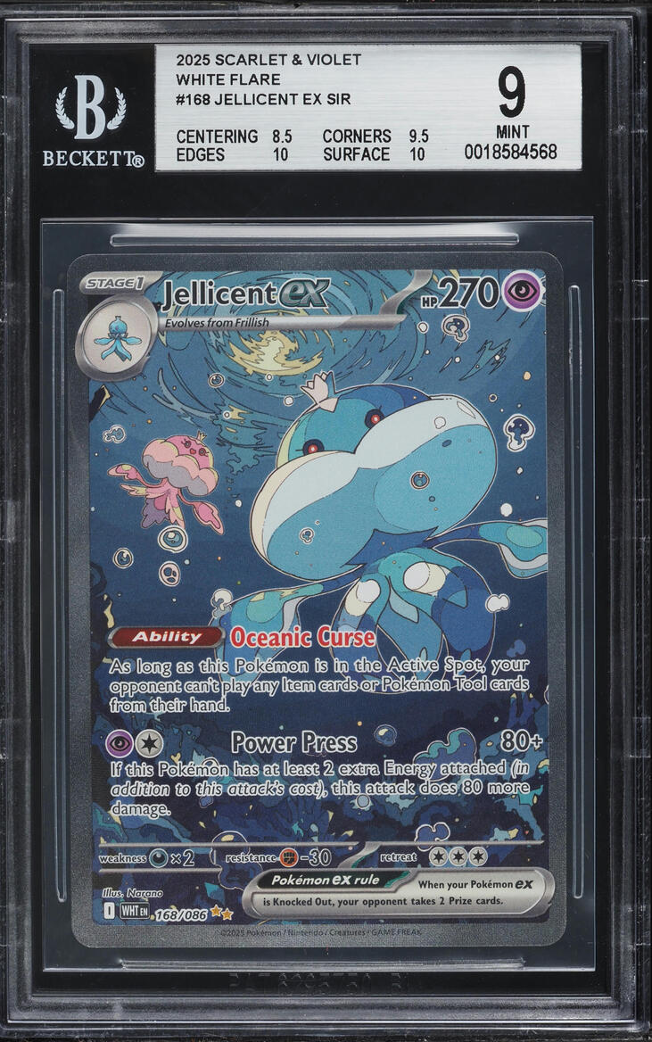 2025 Pokemon Scarlet & Violet White Flare SIR Jellicent ex #168 BGS 9 MINT