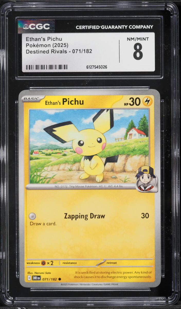 2025 Pokemon Scarlet & Violet Destined Rivals Ethan's Pichu #071 CGC 8 NM-MT