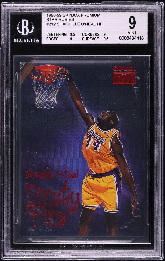 1998 Skybox Premium Star Rubies Shaquille O'Neal /50 #212 BGS 9 MINT