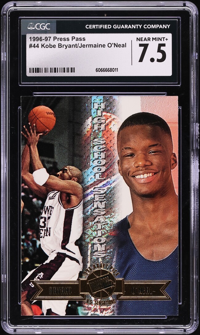 1996 Press Pass H.S. Sensations Kobe Bryant Jermaine O'Neal ROOKIE #44 CGC 7.5