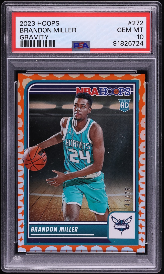 2023 Hoops Gravity Brandon Miller ROOKIE /75 #272 PSA 10 GEM MINT - Photo 1