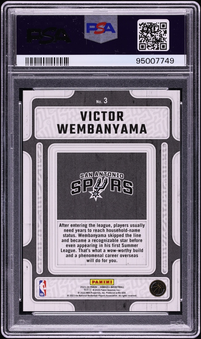 2023 Donruss Hardwood Masters Holo Victor Wembanyama ROOKIE /99 #3 PSA 10 GEM MINT - Photo 2