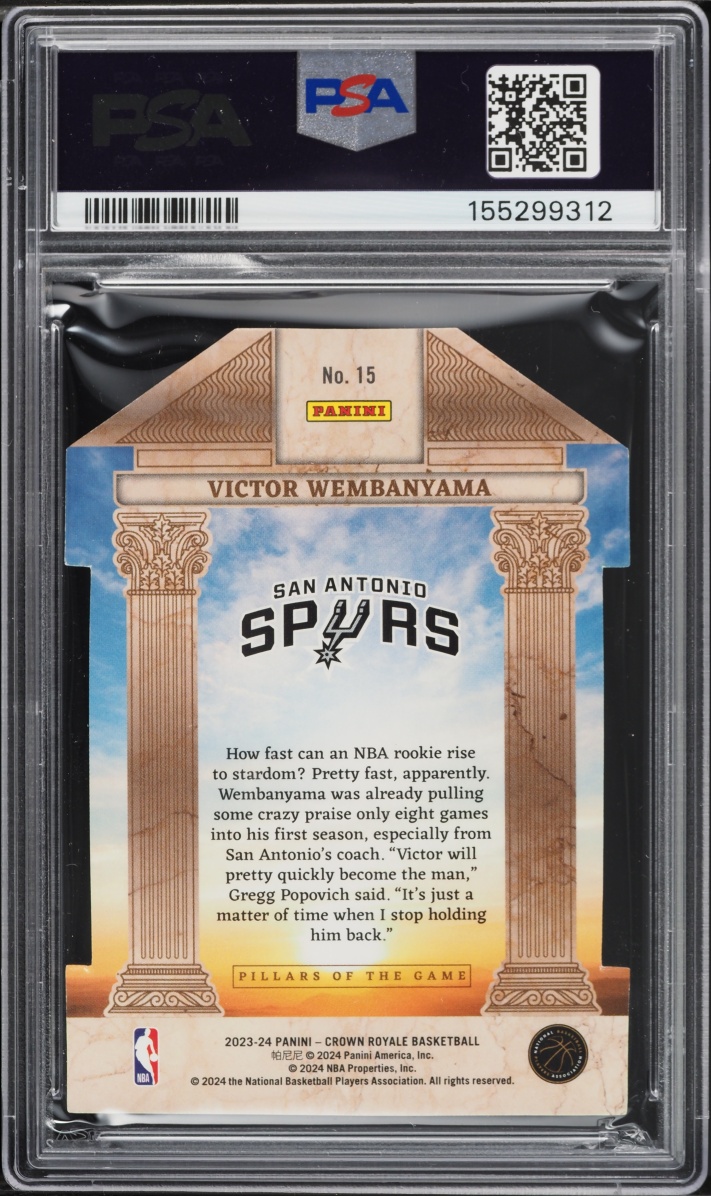 2023 Crown Royale Pillars Game Gold International Victor Wembanyama ROOKIE /8 #15 PSA AUTH