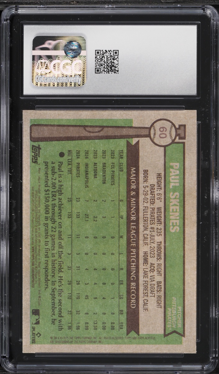 2025 Topps Heritage Paul Skenes #60 CGC 10 GEM MINT