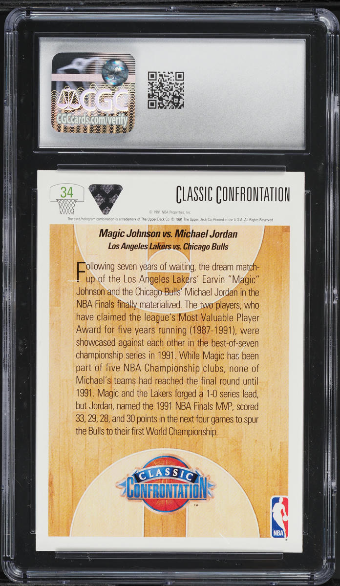 1991 Upper Deck Basketball Magic Johnson Vs Michael Jordan #34 CGC 10 GEM MINT