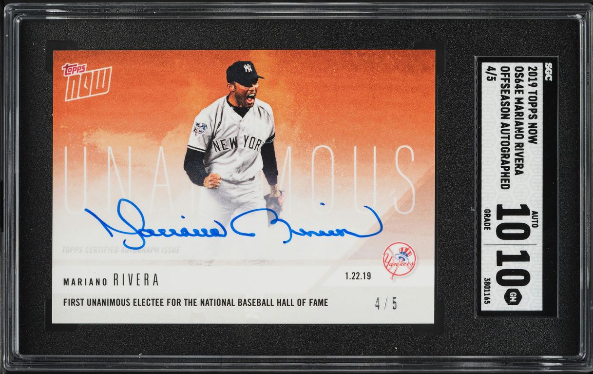 2019 Topps Now Off-Season Mariano Rivera AUTO /5 #OS64E SGC 10 GEM MINT