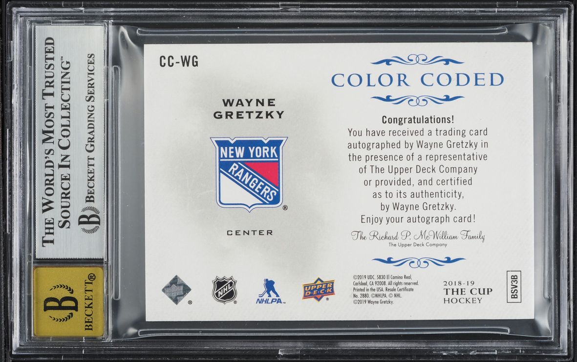 2018 The Cup Color Coded Wayne Gretzky AUTO /22 #CC-WG BGS 8.5 NM-MT+
