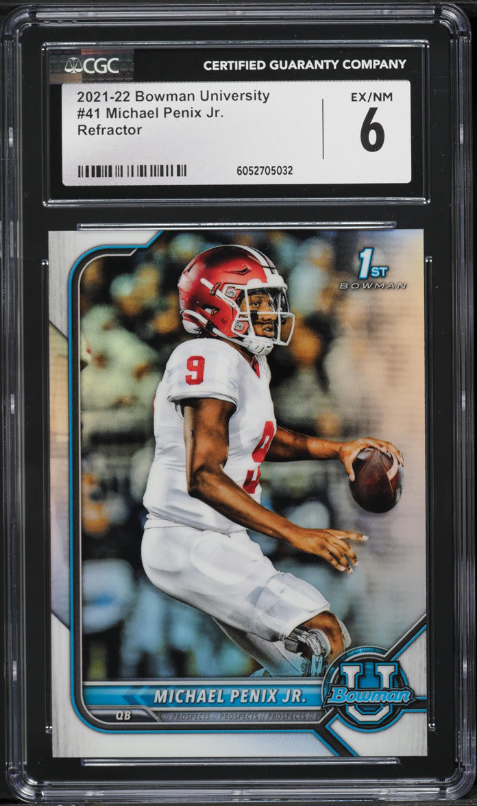 2021 Bowman University Refractor Michael Penix Jr. ROOKIE #41 CGC 6 EXMT