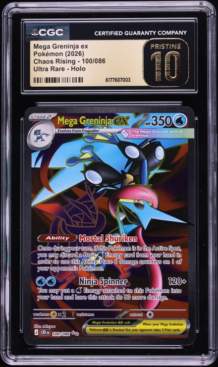 2026 Pokemon Mega Evolution Chaos Rising Full Art Mega Greninja ex #100 CGC 10 PRISTINE