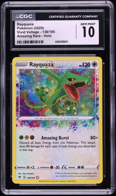 2020 Pokemon Sword & Shield Vivid Voltage Amazing Rare Rayquaza #138 CGC 10 GEM MINT