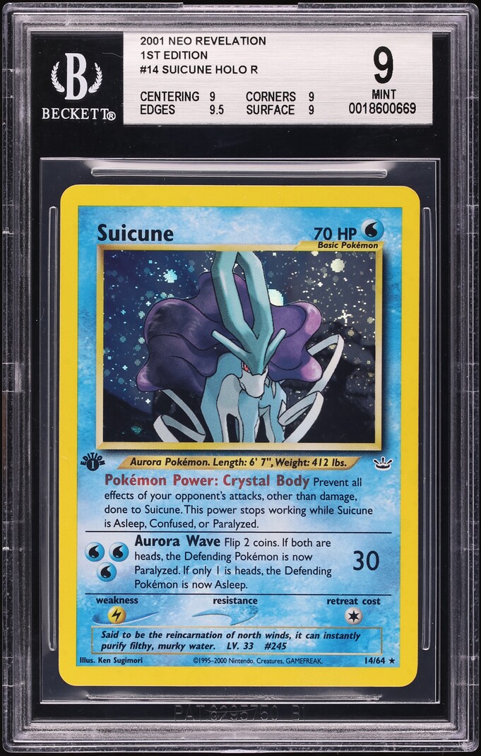 2001 Pokemon Neo Revelation 1st Edition Holo Suicune #14 BGS 9 MINT
