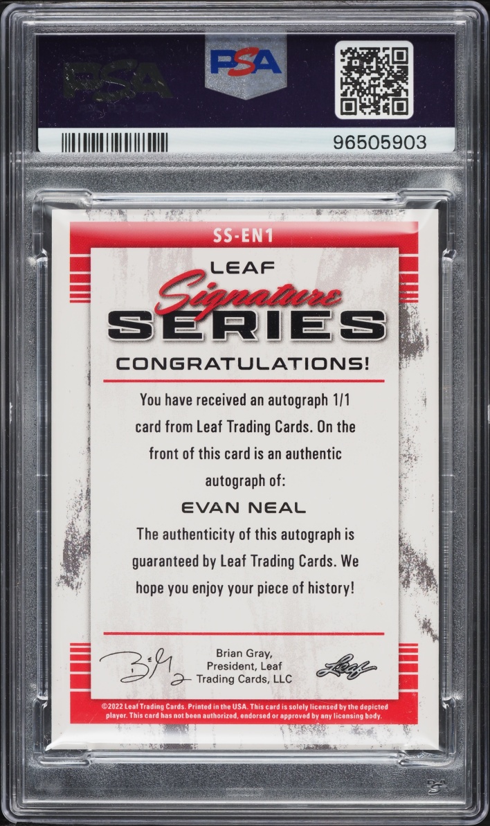 2022 Leaf Signature Series XRC Blue Evan Neal ROOKIE AUTO 1/1 #SS-EN1 PSA 9 MINT