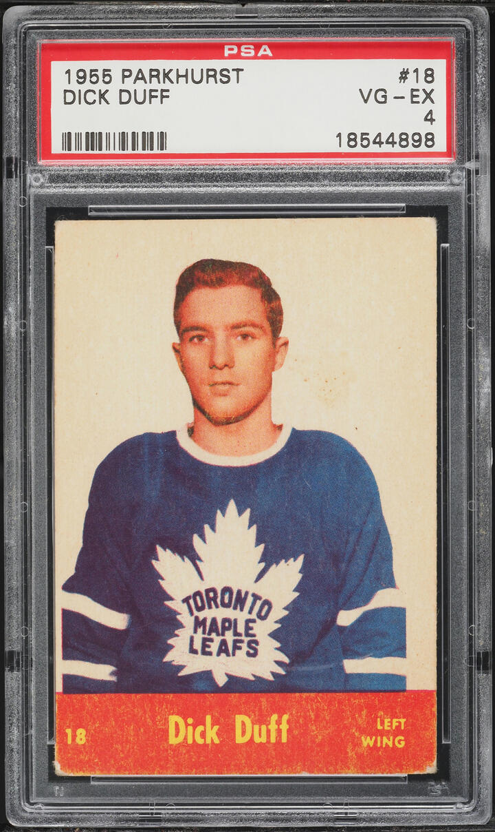 1955 Parkhurst Dick Duff ROOKIE #18 PSA 4 VGEX