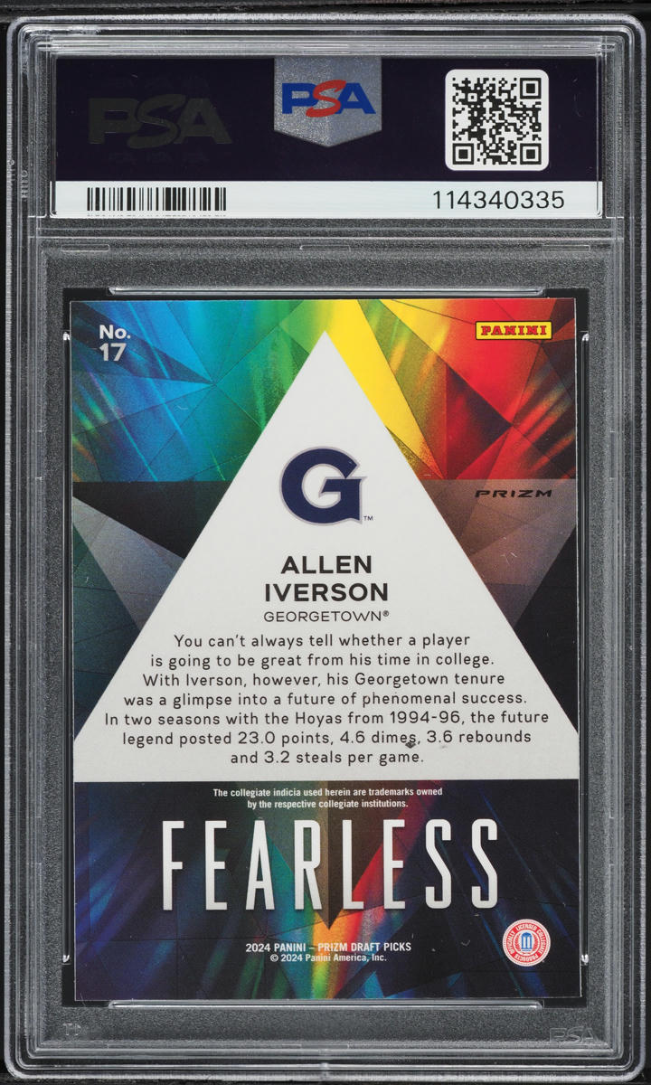 2024 Panini Prizm Draft Picks Fearless Silver Prizm Allen Iverson #17 PSA 10 GEM