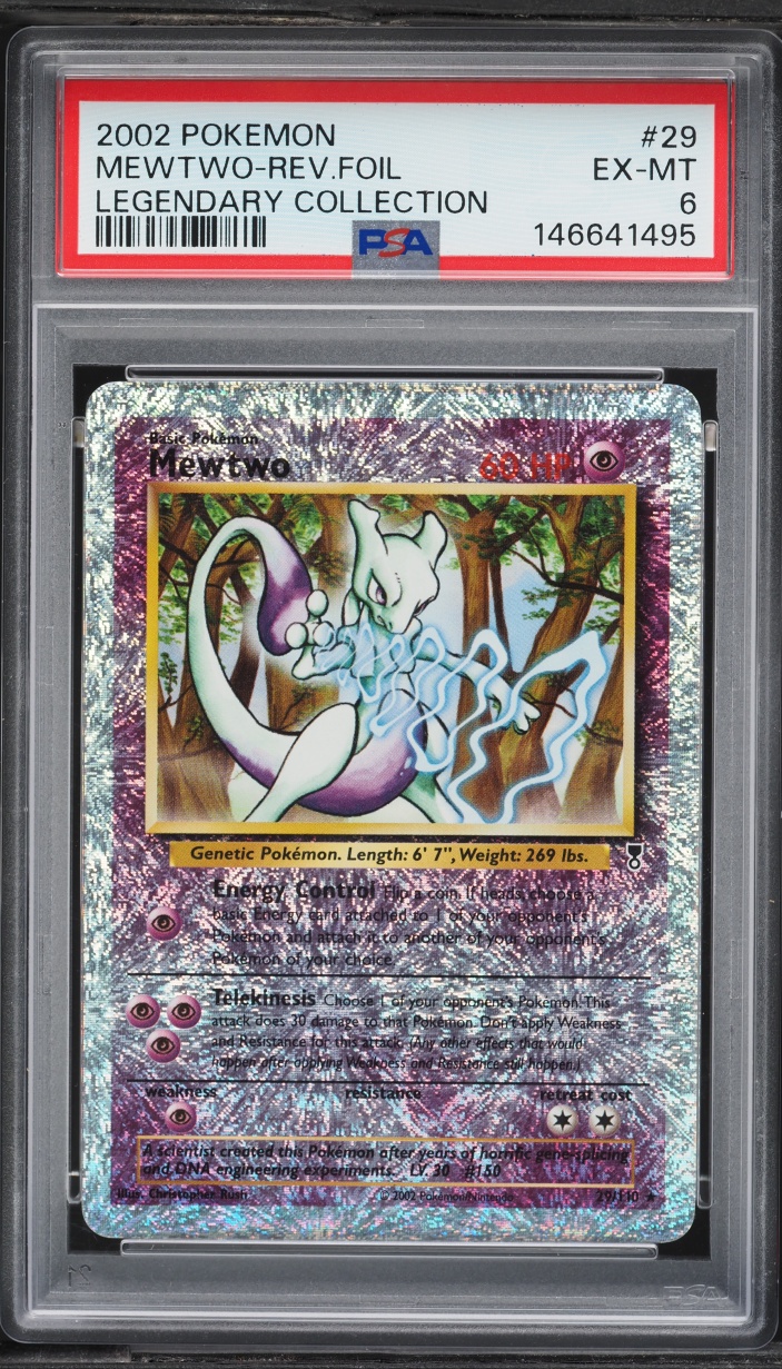 2002 Pokemon Legendary Collection Reverse Holo Mewtwo #29 PSA 6 EXMT