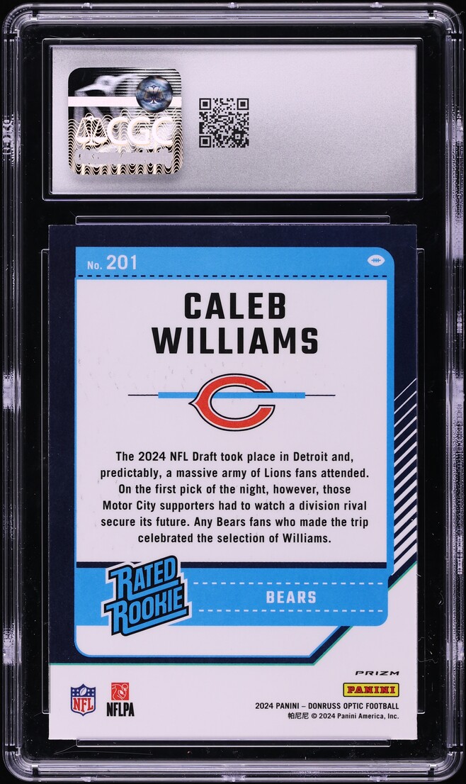 2024 Donruss Optic Purple Scope Caleb Williams ROOKIE #201 CGC 8 NM-MT