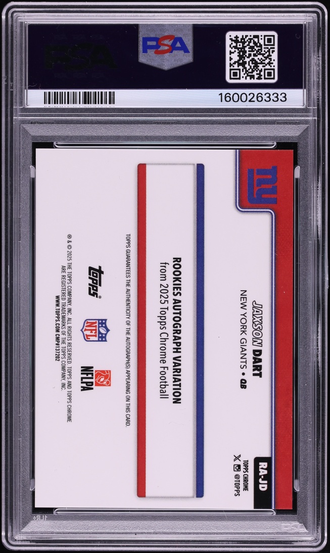 2025 Topps Chrome Gold Refractor Jaxson Dart ROOKIE AUTO /50 #RA-JD PSA 9 MINT