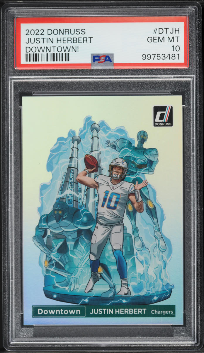 2022 Donruss Downtown! Justin Herbert #DTJH PSA 10 GEM MINT