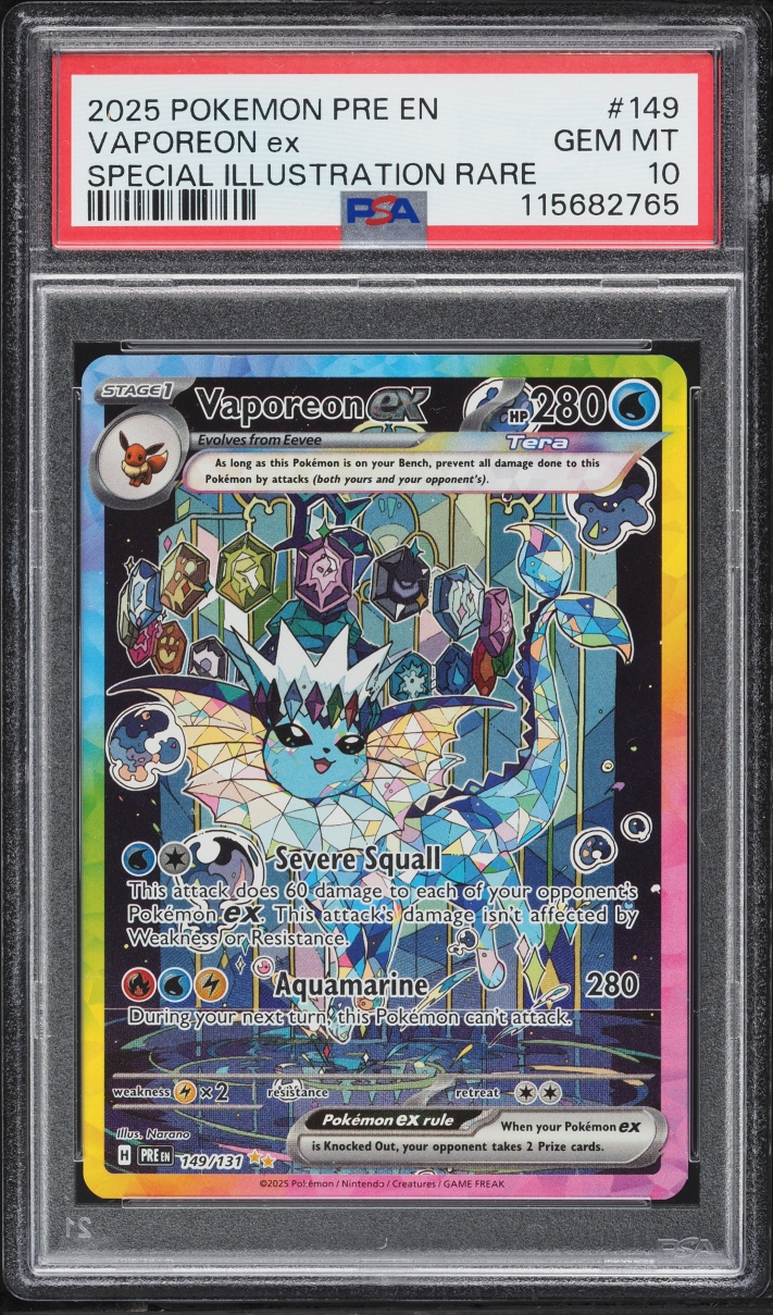 2025 Pokemon Scarlet & Violet Prismatic Evolutions SIR Vaporeon EX #149 PSA 10 GEM MINT