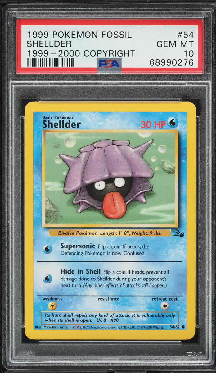 1999-2000 Pokemon Fossil Shellder #54 PSA 10 GEM MINT