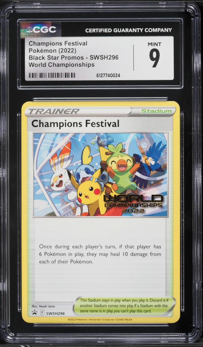 2022 Pokemon Sword & Shield Promo World Championships Champions Festival #SWSH296 CGC 9 MINT