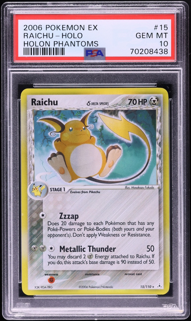2006 Pokemon EX Holon Phantoms Holo Raichu #15 PSA 10 GEM MINT