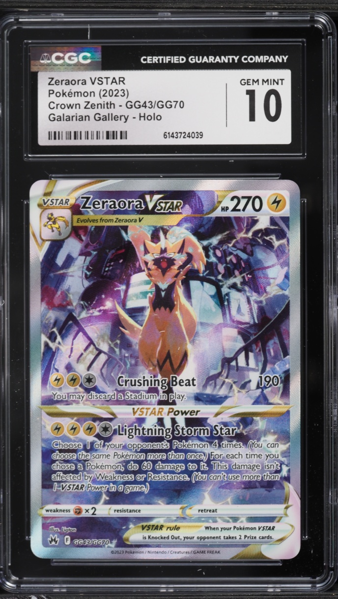 2023 Pokemon SWSH Crown Zenith Galarian Gallery Alt Art Zeraora VSTAR #GG43 CGC 10 GEM MINT