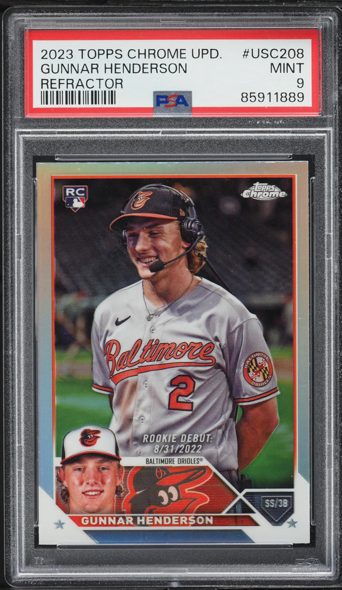 2023 Topps Chrome Update Refractor Gunnar Henderson ROOKIE #USC208 PSA 9 MINT