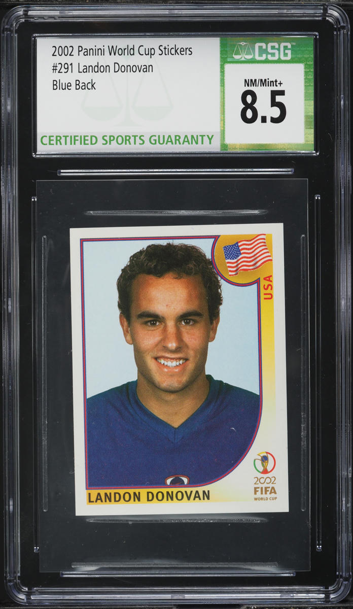 2002 Panini World Cup Stickers Landon Donovan ROOKIE, BLUE BACK #291 CSG 8.5