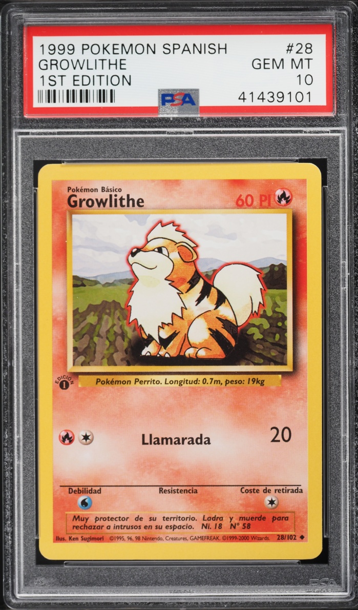 1999 Pokemon Spanish Base Set 1st Edition Growlithe #28 PSA 10 GEM MINT