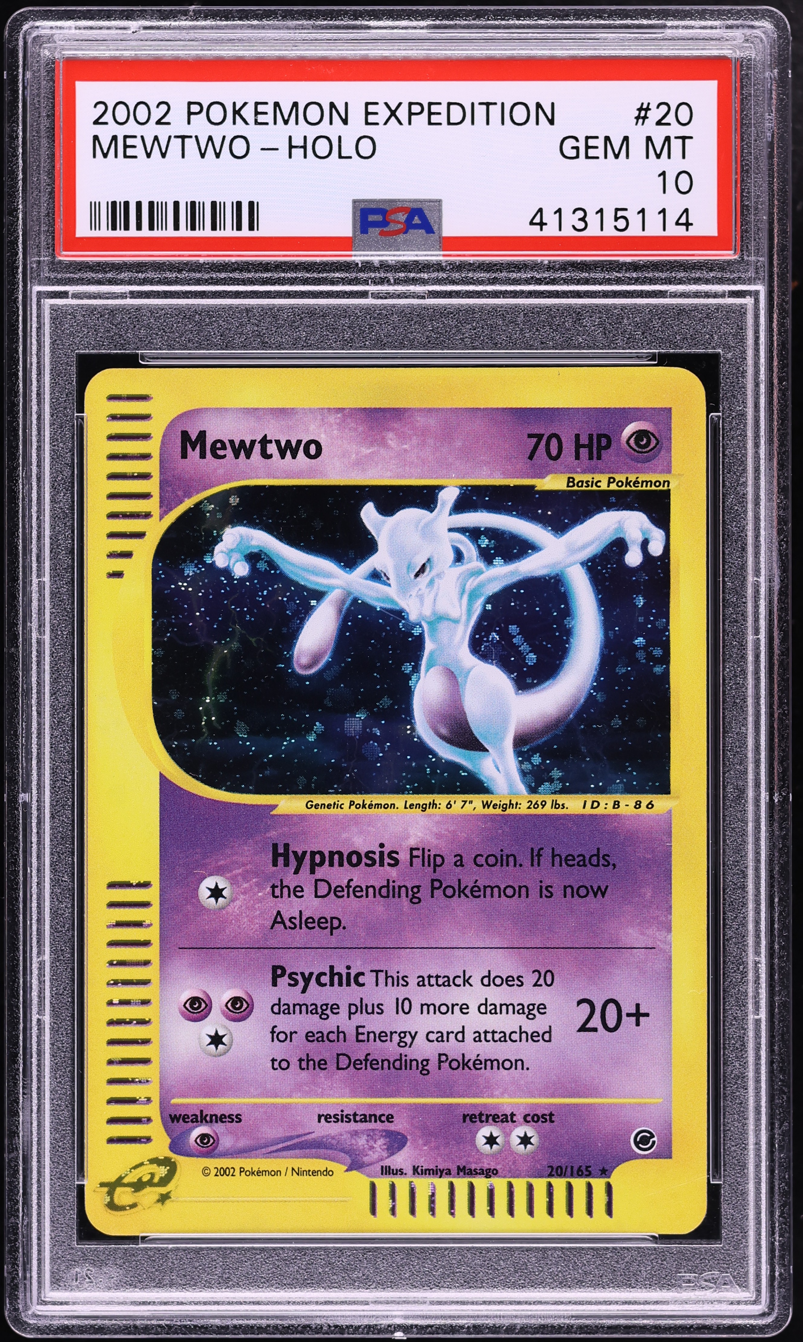 2002 Pokemon Expedition Holo Mewtwo #20 PSA 10 GEM MINT