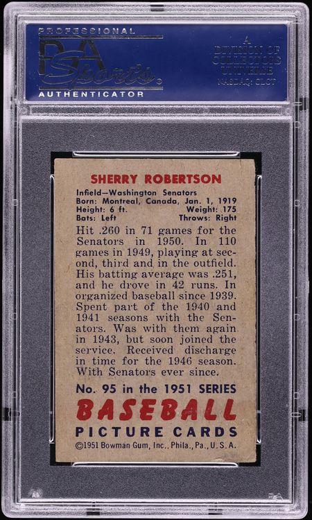 1951 Bowman Sherry Robertson #95 PSA 5 EX