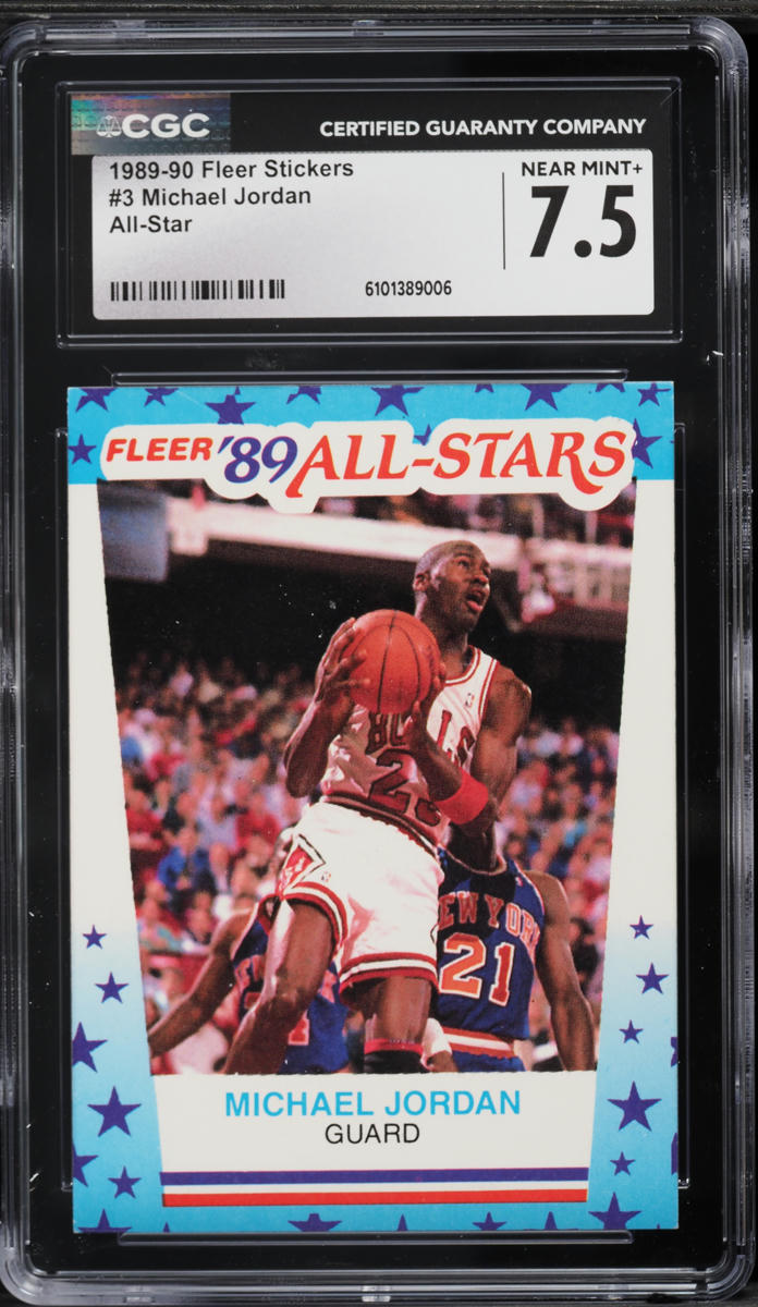 1989 Fleer Stickers All-Star Michael Jordan #3 CGC 7.5 NRMT+