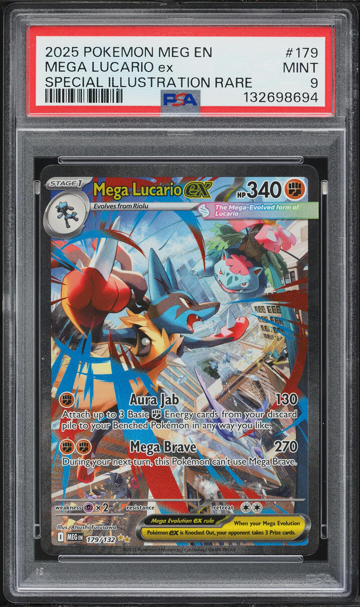2025 Pokemon Mega Evolution SIR Mega Lucario EX #179 PSA 9 MINT