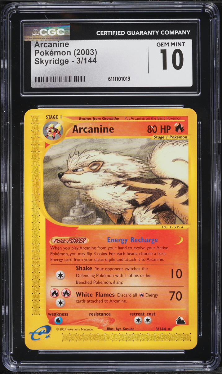2003 Pokemon Skyridge Arcanine #3 CGC 10 GEM MINT
