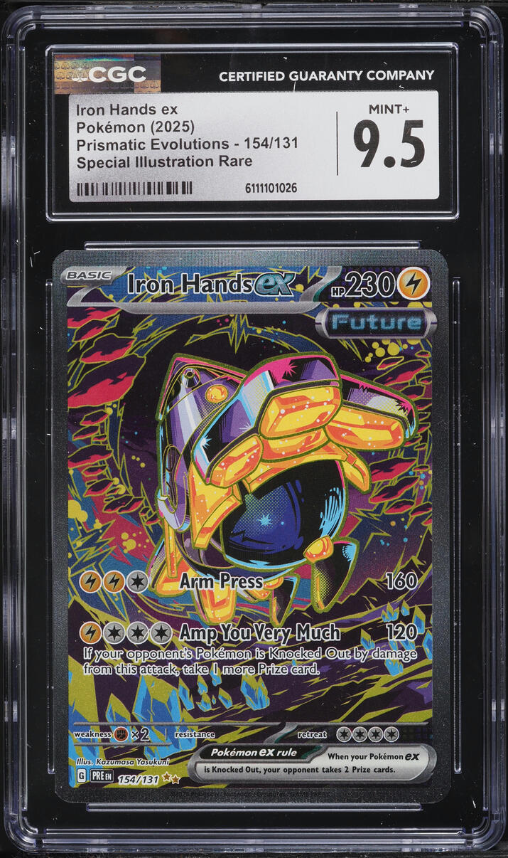 2025 Pokemon Scarlet & Violet Prismatic Evolutions SIR Iron Hands EX #154 CGC 9.5 MINT+