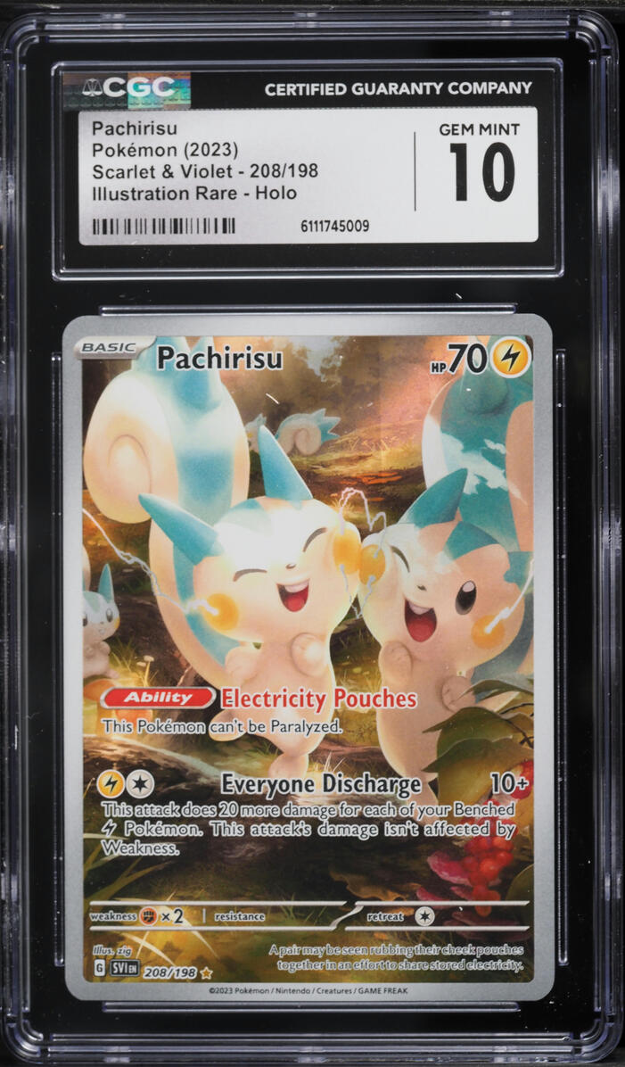 2023 Pokemon Scarlet & Violet IR Pachirisu #208 CGC 10 GEM MINT