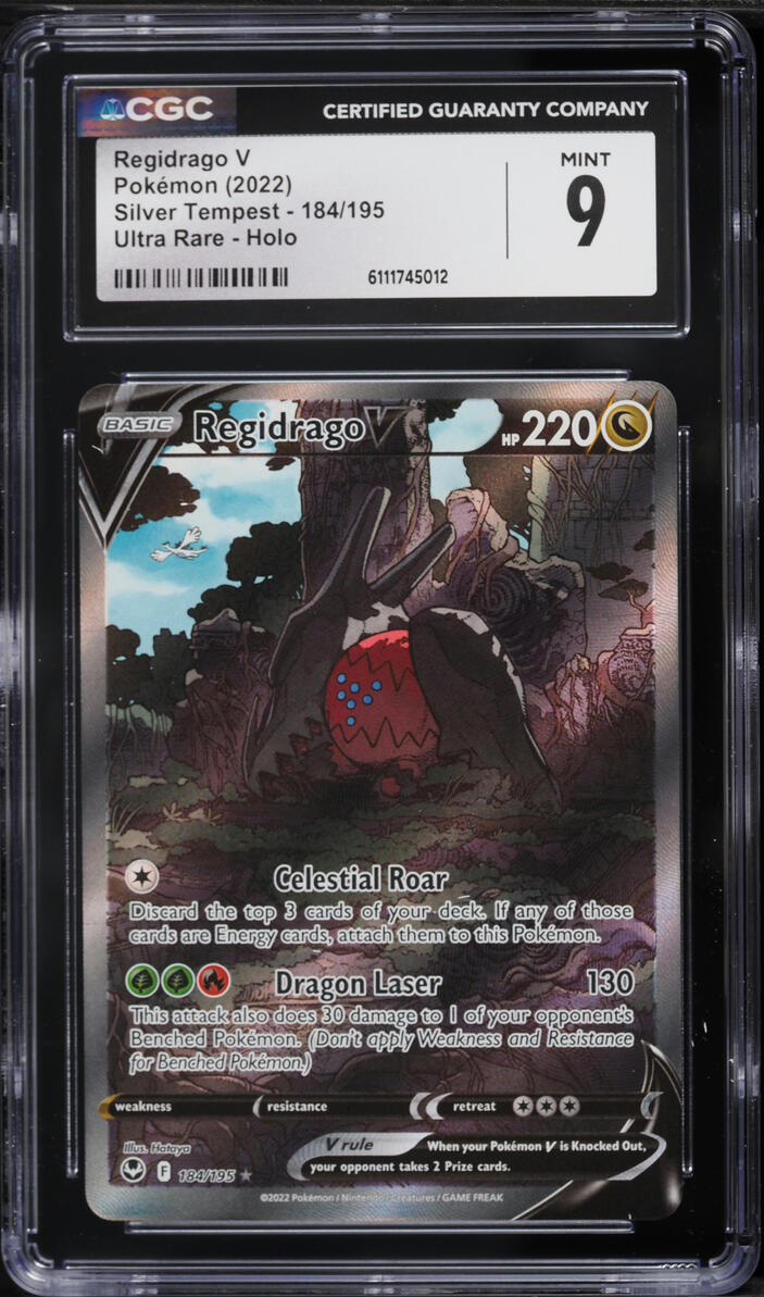 2022 Pokemon Sword & Shield Silver Tempest Alt Art Regidrago V #184 CGC 9 MINT
