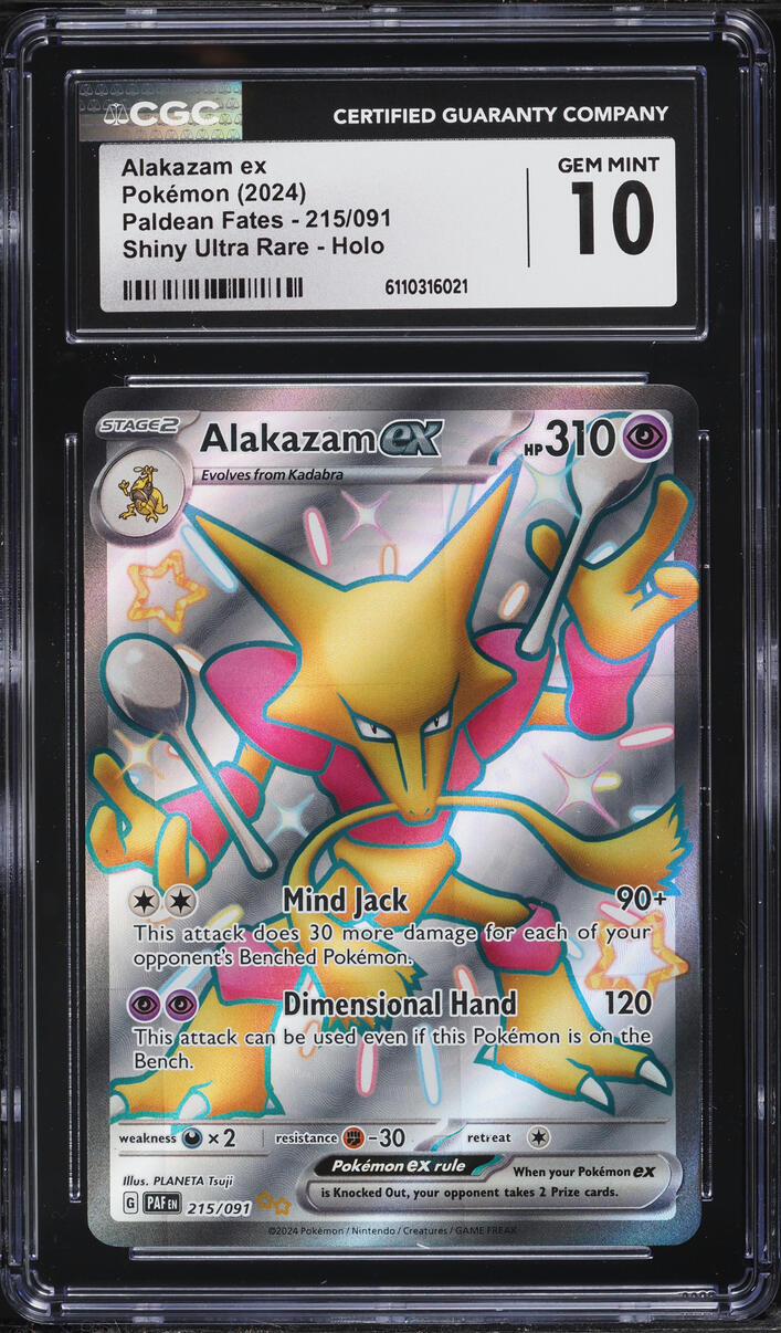 2024 Pokemon Scarlet & Violet Paldean Fates Full Art Alakazam ex #215 CGC 10 GEM MINT